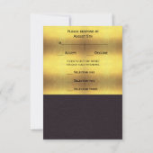 Elegante Goud & Zwarte Menu RSVP (Achterkant)
