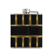 Elegante Goud Zwarte Metaal uitzicht Monogram Naam Heupfles (Achterkant)