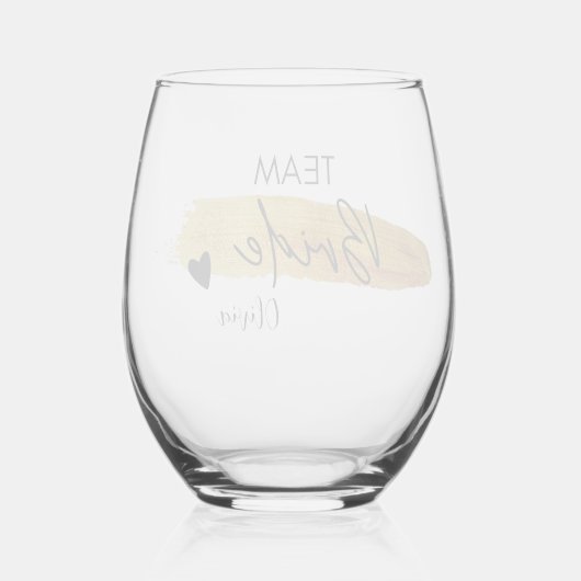 Elegante Goud & Zwarte Moderne Typografie Team Bru Wijnglas Zonder Voet (Achterkant)