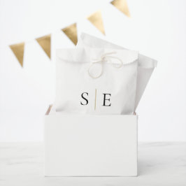 Elegante Goud Zwarte Monogram Minimalistisch Bedankzakje