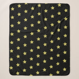 Elegante Goud & Zwarte Sterrenpatroon Sherpa Deken