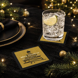 Elegante goud zwarte vrolijk kerstfeest gelukkig n kartonnen onderzetters
