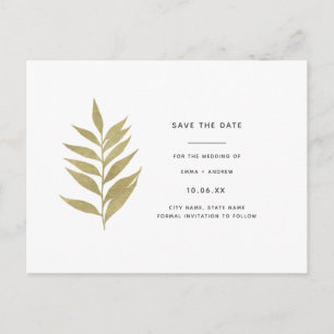 Elegante Goudblad Save the Date Uitnodiging Briefkaart