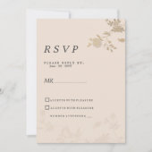 Elegante goudblush perzik romantische bloemen RSVP Kaart (Voorkant)