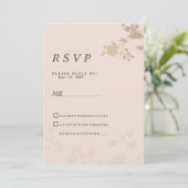 Elegante goudblush perzik romantische bloemen RSVP Kaart (Staand voorkant)