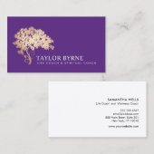 Elegante goudboom Logo Paarse Visitekaartje (Voorkant / Achterkant)