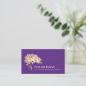 Elegante goudboom Logo Paarse Visitekaartje (Staand voorkant)