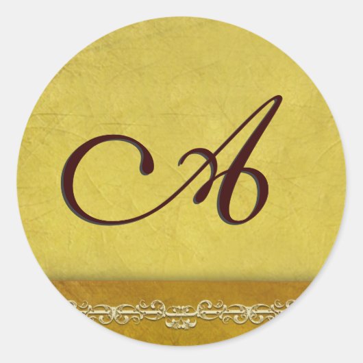 Elegante goudbruine monogram envelop afdichtingen ronde sticker (Voorkant)
