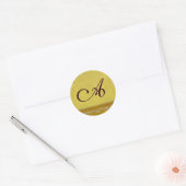 Elegante goudbruine monogram envelop afdichtingen ronde sticker (Envelop)