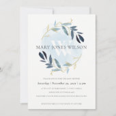 ELEGANTE GOUDE BLAUWE LOOFKRANS BABY SHOWER KAART (Voorkant)