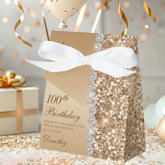 Elegante Gouden 100e Verjaardag Bedankdoosjes