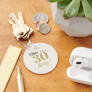 Elegante gouden 30e verjaardag gepersonaliseerd so sleutelhanger