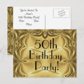 Elegante gouden 50e verjaardag uitnodiging Briefka (Voorkant / Achterkant)