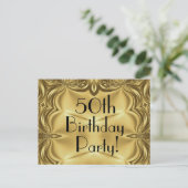 Elegante gouden 50e verjaardag uitnodiging Briefka (Staand voorkant)