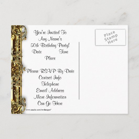 Elegante gouden 50e verjaardag uitnodiging Briefka (Achterkant)