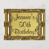 Elegante gouden 50e verjaardag uitnodiging Briefka (Voorkant)