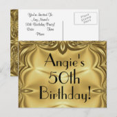 Elegante gouden 50e verjaardag uitnodiging Briefka (Voorkant / Achterkant)