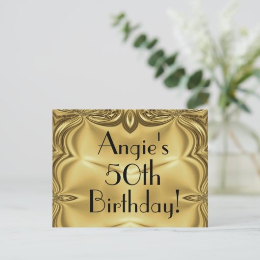 Elegante gouden 50e verjaardag uitnodiging Briefka (Staand voorkant)