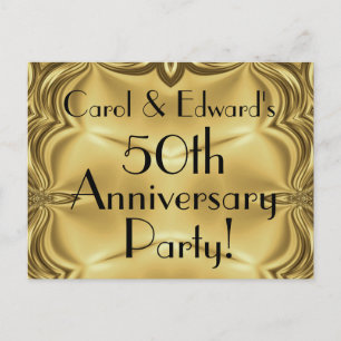 Elegante Gouden 50e Verjaardag Uitnodiging Postkaa Briefkaart