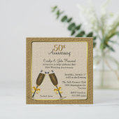 Elegante Gouden 50ste Huwelijksverjaardag Kaart (Staand voorkant)