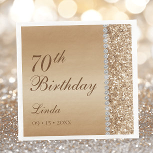Elegante Gouden 70e Verjaardag Servet