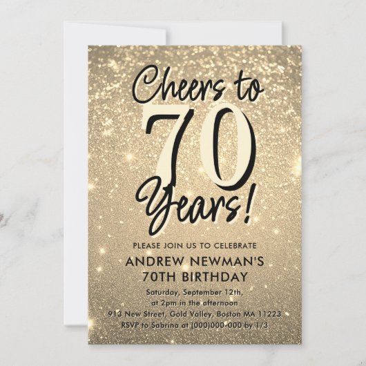 Elegante gouden 70e verjaardag uitnodiging (Voorkant)