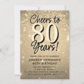 Elegante gouden 80e verjaardag uitnodiging (Voorkant)