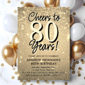 Elegante gouden 80e verjaardag uitnodiging