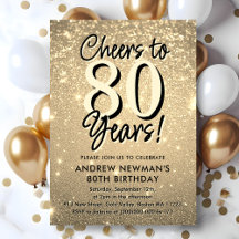 Elegante gouden 80e verjaardag uitnodiging