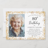 Elegante gouden 80e verjaardagsfeestje kaart (Voorkant)