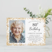 Elegante gouden 80e verjaardagsfeestje kaart (Staand voorkant)