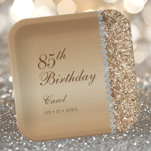 Elegante Gouden 85e Verjaardag Papieren Bordje