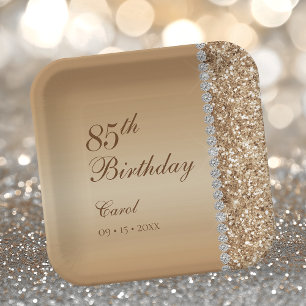 Elegante Gouden 85e Verjaardag Papieren Bordje