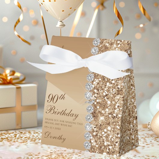 Elegante Gouden 90e Verjaardag Bedankdoosjes
