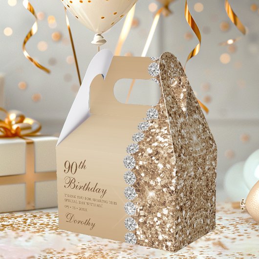 Elegante Gouden 90e Verjaardag Bedankdoosjes