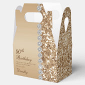 Elegante Gouden 90e Verjaardag Bedankdoosjes (Geopend)