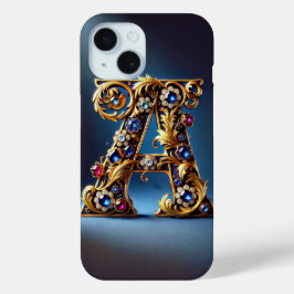Elegante Gouden A Letter Monogram iPhone 15 Case
