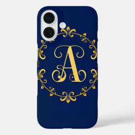 Elegante Gouden A Letter Monogram iPhone 16 Hoesje