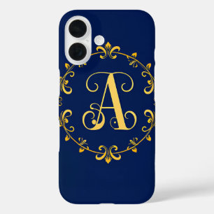 Elegante Gouden A Letter Monogram iPhone 16 Hoesje