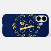 Elegante Gouden A Letter Monogram Case-Mate iPhone Case (Achterkant (horizontaal))