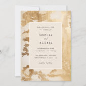 Elegante gouden Abstract Waterverf bruiloft Kaart (Voorkant)