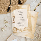 Elegante gouden Abstract Waterverf bruiloft Kaart