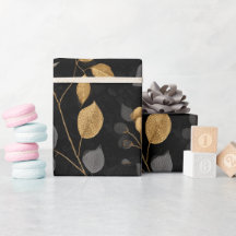 Elegante gouden accent roos zwart bloemmotief