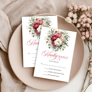 Elegante gouden accent trouw-RSVP rood blozen RSVP Kaartje