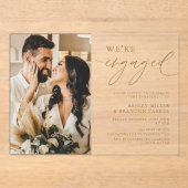 Elegante gouden acryl verlovingsfeest acryl uitnodigingen (Voorkant)