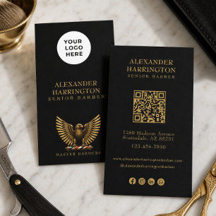 Elegante Gouden Adelaar Kapperszaak Logo Kapper Visitekaartje