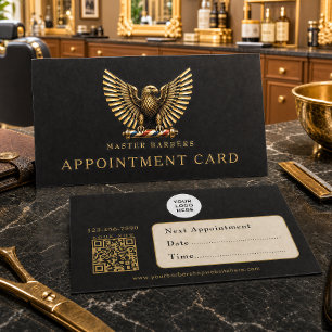 Elegante Gouden Adelaar Kapperszaak Logo Qr Code Afsprakenkaartje