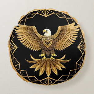 Elegante Gouden Adelaar Modern Luxe Geïnspireerd W Rond Kussen
