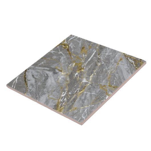 Elegante gouden aderen marmer tegeltje (Zijkant)