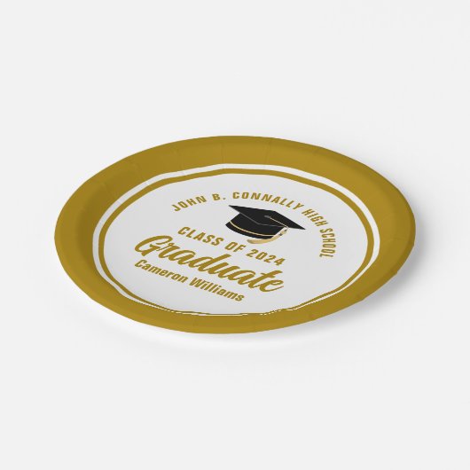 Elegante gouden afstudeerfeest gepersonaliseerd papieren bordje (Gekanteld)